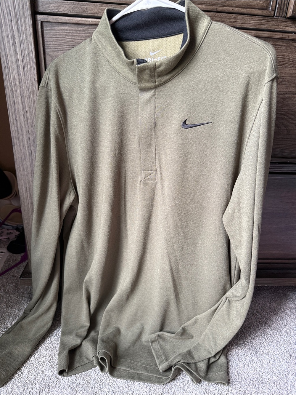 Nike Olive Green Quarter-Zip Performance Pullover